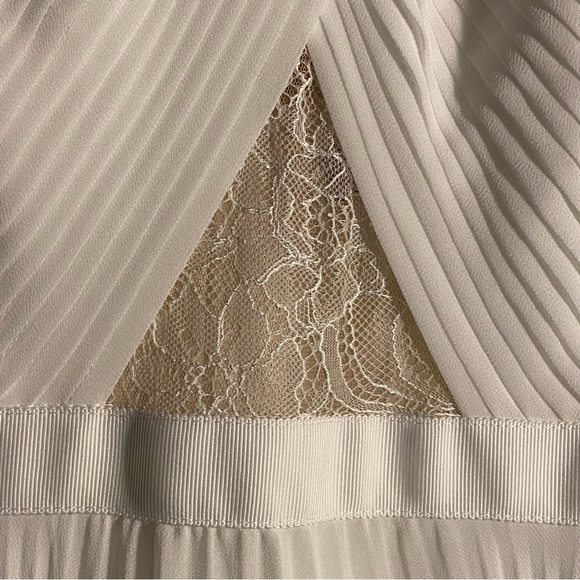BCBGMaxazria White Pleated Lace Maxi Dress - Picture 11 of 17